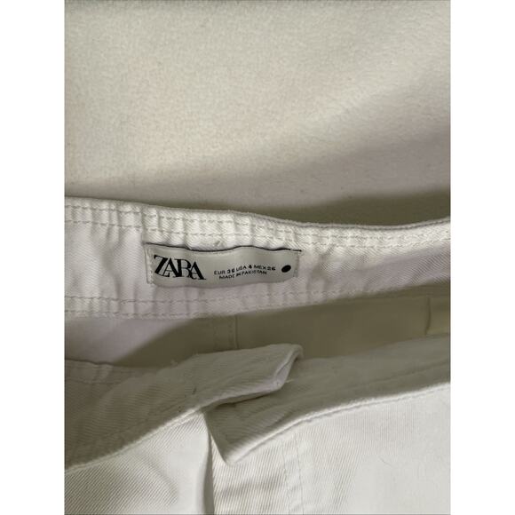 Zara Women's 4 Women’s White High Waist Raw Hem Wide Leg Jeans denim - Picture 2 of 6